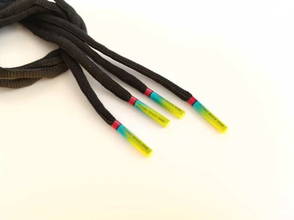 Paire de lacet noire embouts emeraude